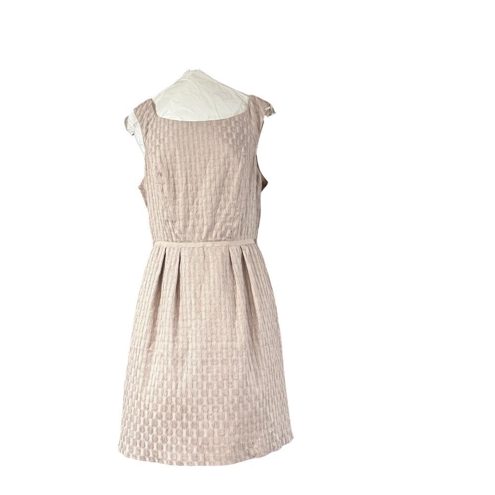 White House Black Market Jacquard Dot Champagne Sheath Dress With Pockets Size 8